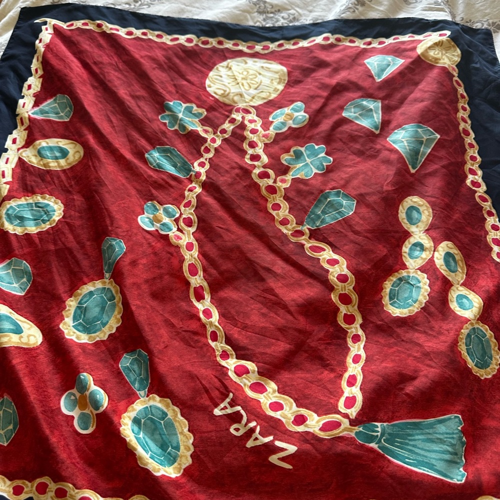 Zara Red and Teal Scarf
